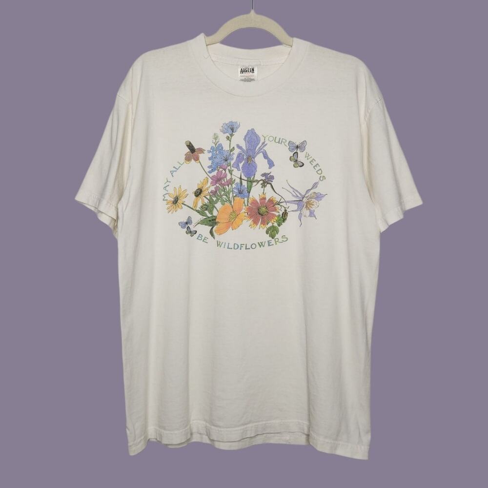 Vintage Weeds be Wildflowers 90s Nature Art Flower Garden Shirt Large